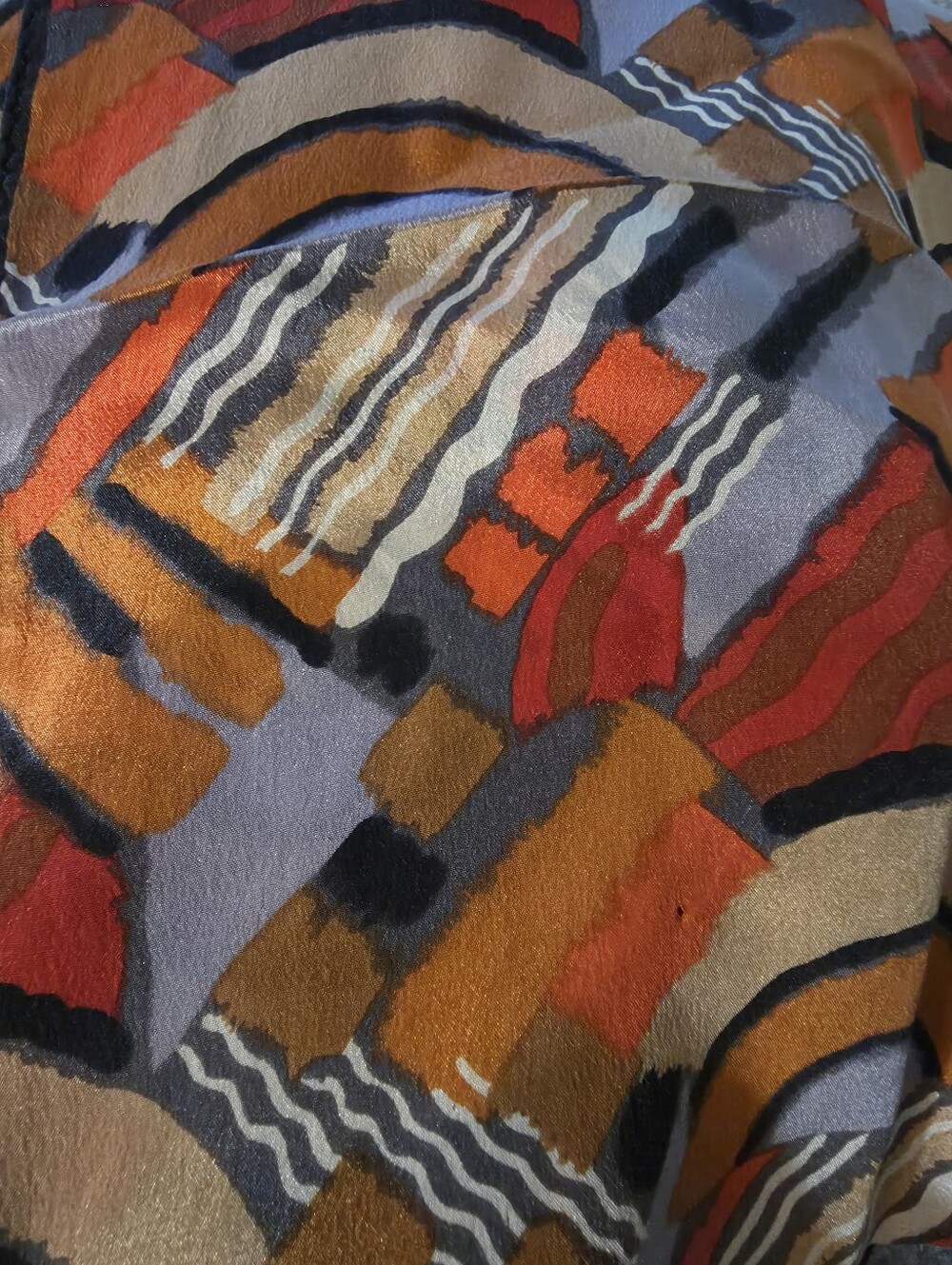 Careta Vintage Patterned Silk Scarf, abstract design, geometric shapes.